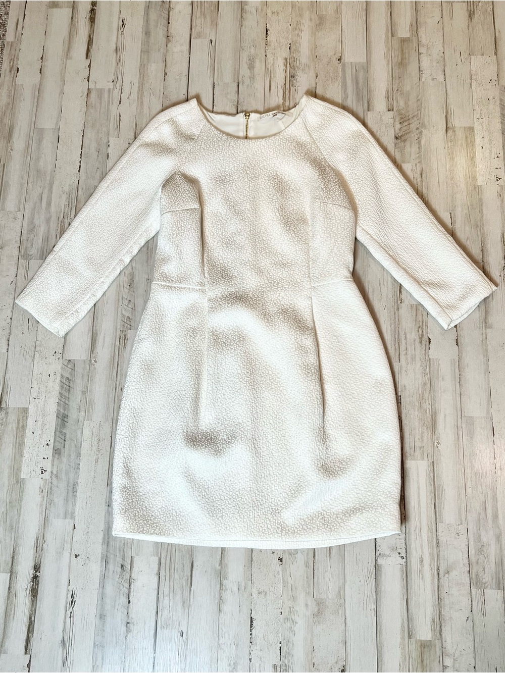 Rachel Roy 3/4 Sleeve Shift Mini Dress-Winter White